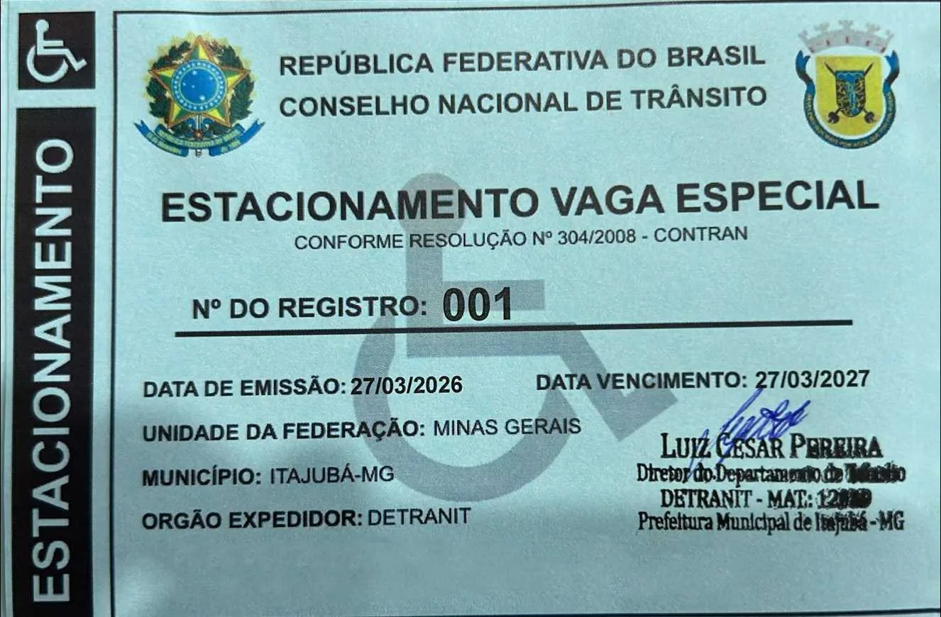 Credencial física para estacionamento de PCD e TEA volta a ser emitida pelo município
