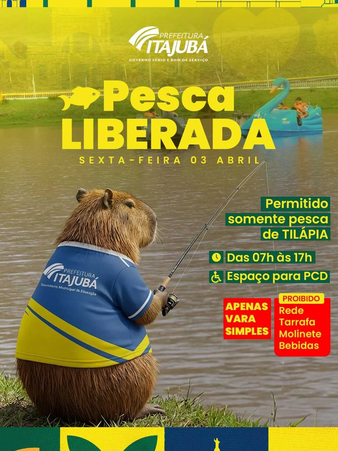 Pescaria no Lago do Parque da Cidade promete lazer e diversão para toda a família