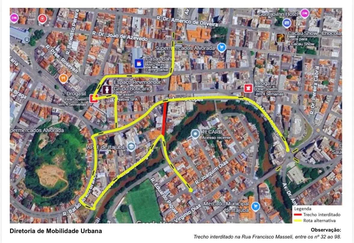Rua Francisco Masseli é interditada para obras de infraestrutura da Copasa