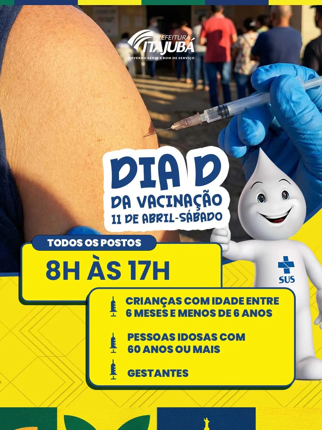 Secretaria de Saúde promove Dia D da vacinação no sábado, 11, em Itajubá
