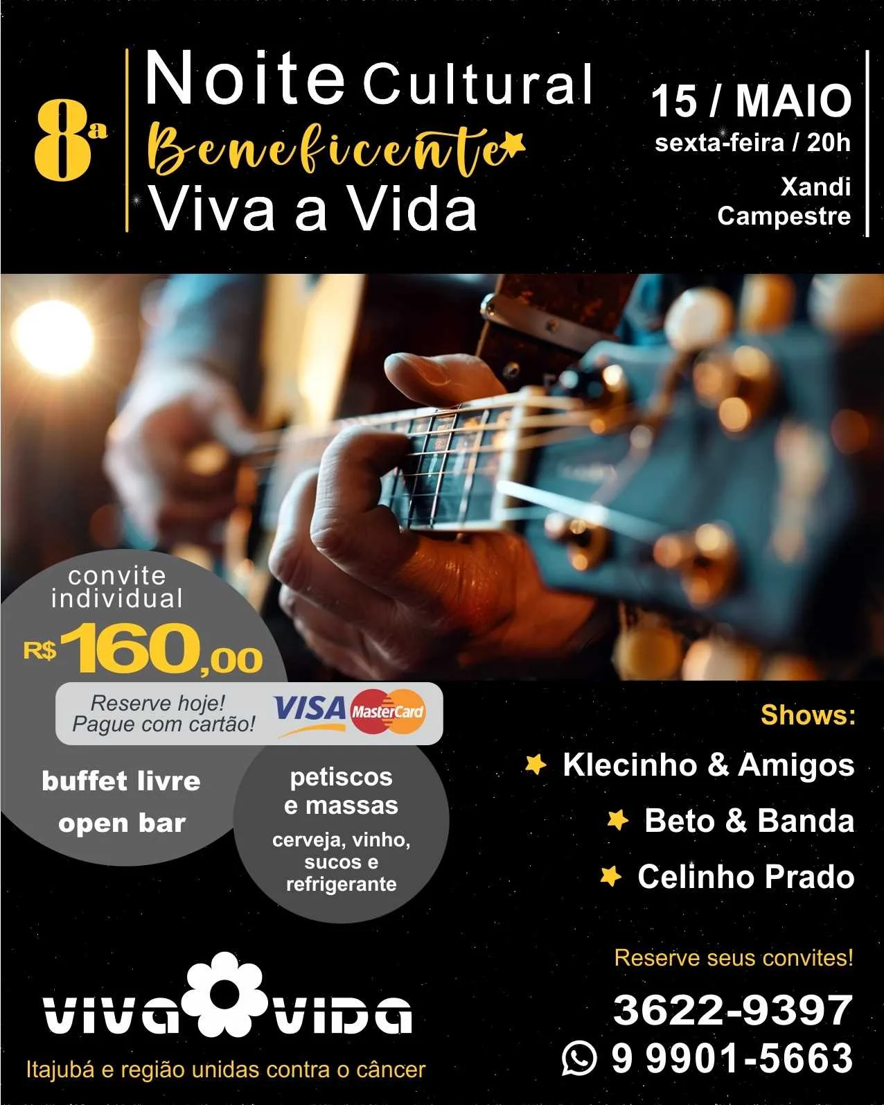 8ª Noite Cultural Beneficente Viva a Vida Itajubá promete noite de música, gastronomia e solidarieda