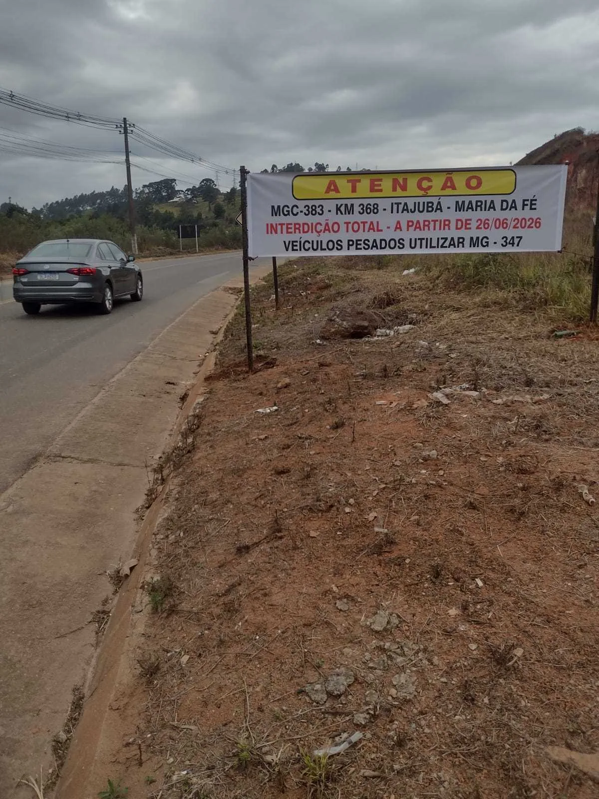 Rodovia entre Itajubá e Maria da Fé será interditada para obra do Governo de Minas