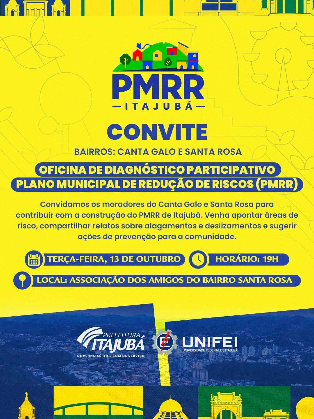 Prefeitura convida moradores do Canta Galo e Santa Rosa para oficina sobre áreas de risco