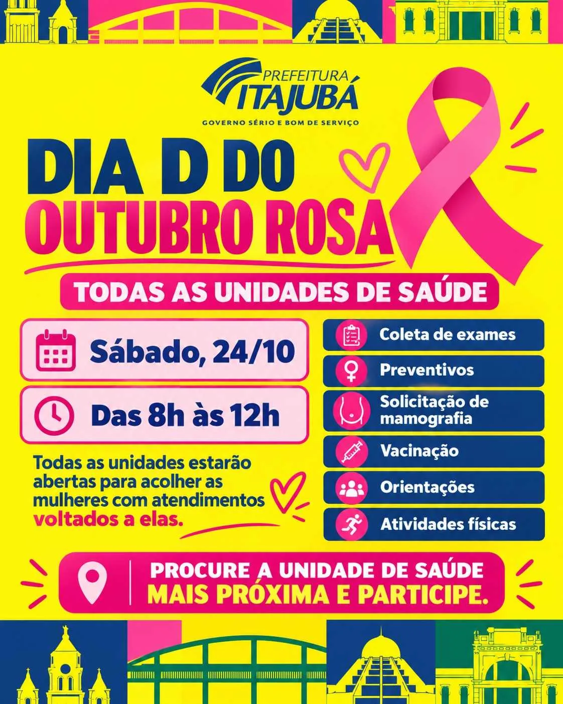 Itajubá realiza Dia D do Outubro Rosa em todas as Unidades de Saúde