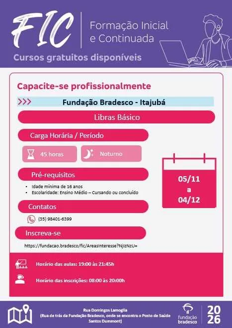 Fundação Bradesco oferece curso gratuito de Libras Básico em Itajubá